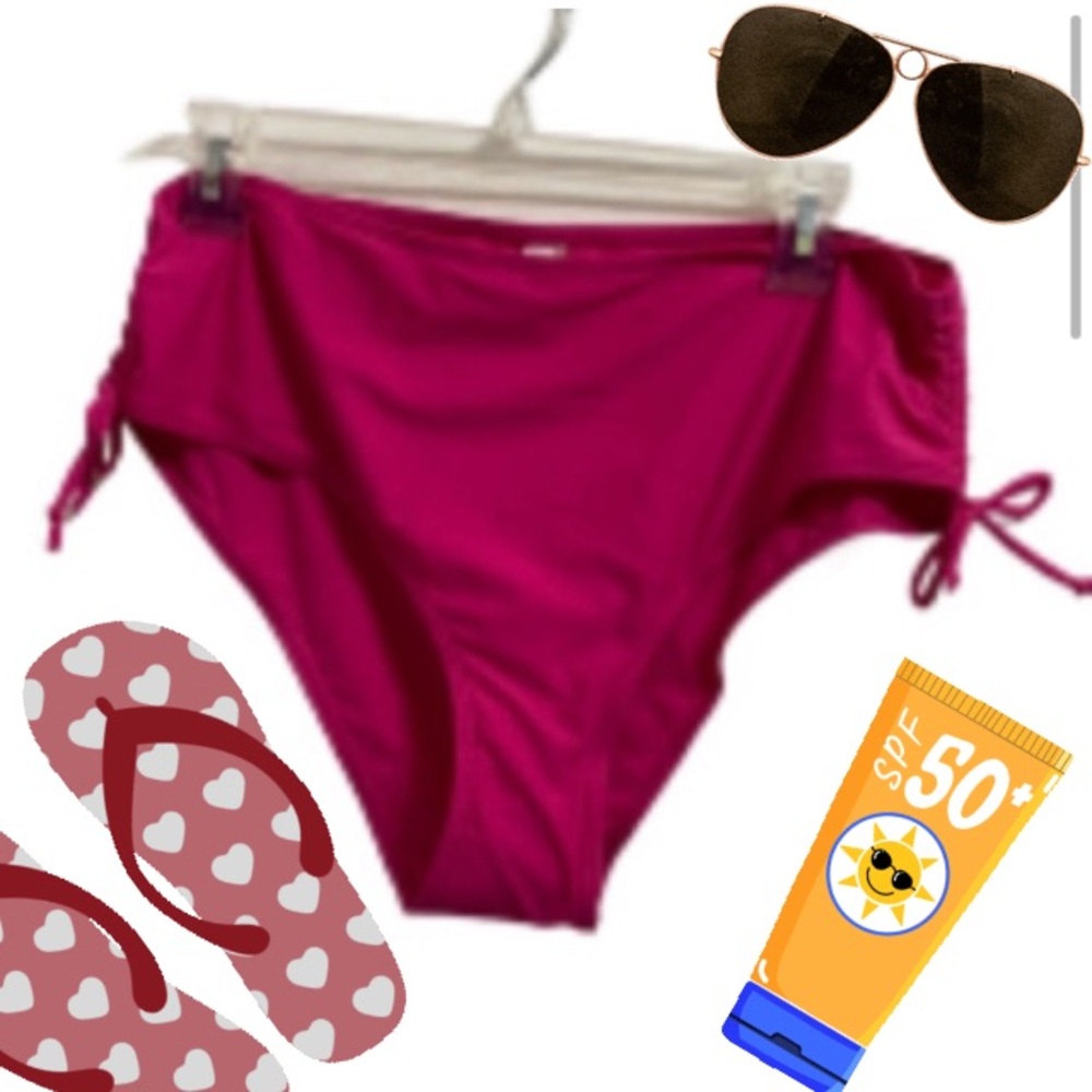 NWOT Chic Soul Shade of Hot Pink Bikini Bottoms with Side Ties Plus Size 1X